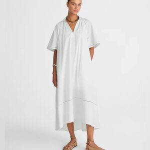 Madewell NWT Poplin Splitneck Midi Shirtdress in White Relaxed Fit Size XXS
